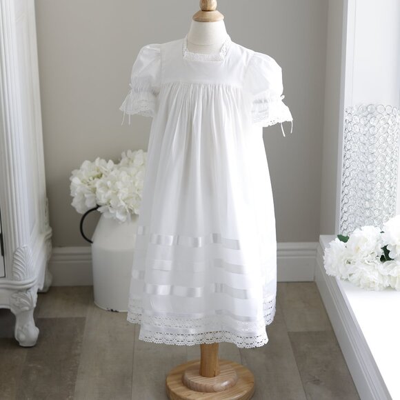 Strasburg White Dress Heirloom Cotton Flower Girl Special Occasion NEW - Picture 2 of 6